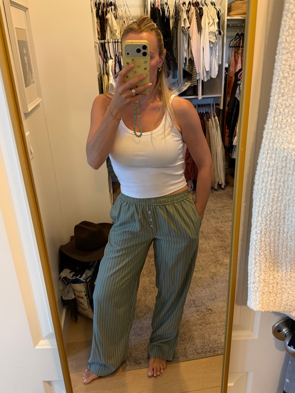 TALULAH Olive Green Striped Wide Leg Lounge Pants